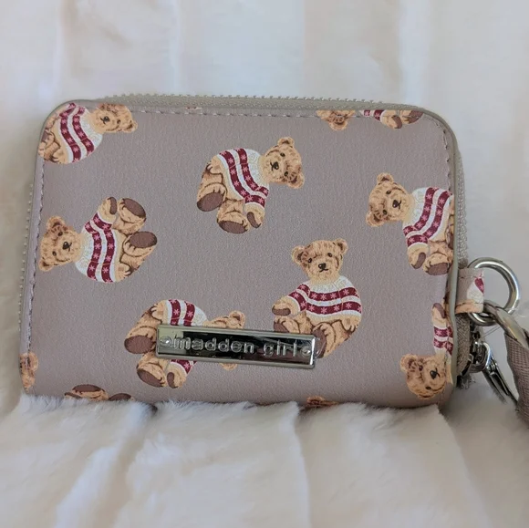 NWT Madden Girl Khaki Teddy Bear Wristlet Wallet - Picture 4 of 7